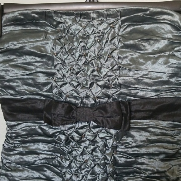 BCBG maxazria Fairycore Romantic sea mist tafetta ruched strapless dress size 2 - Picture 2 of 6